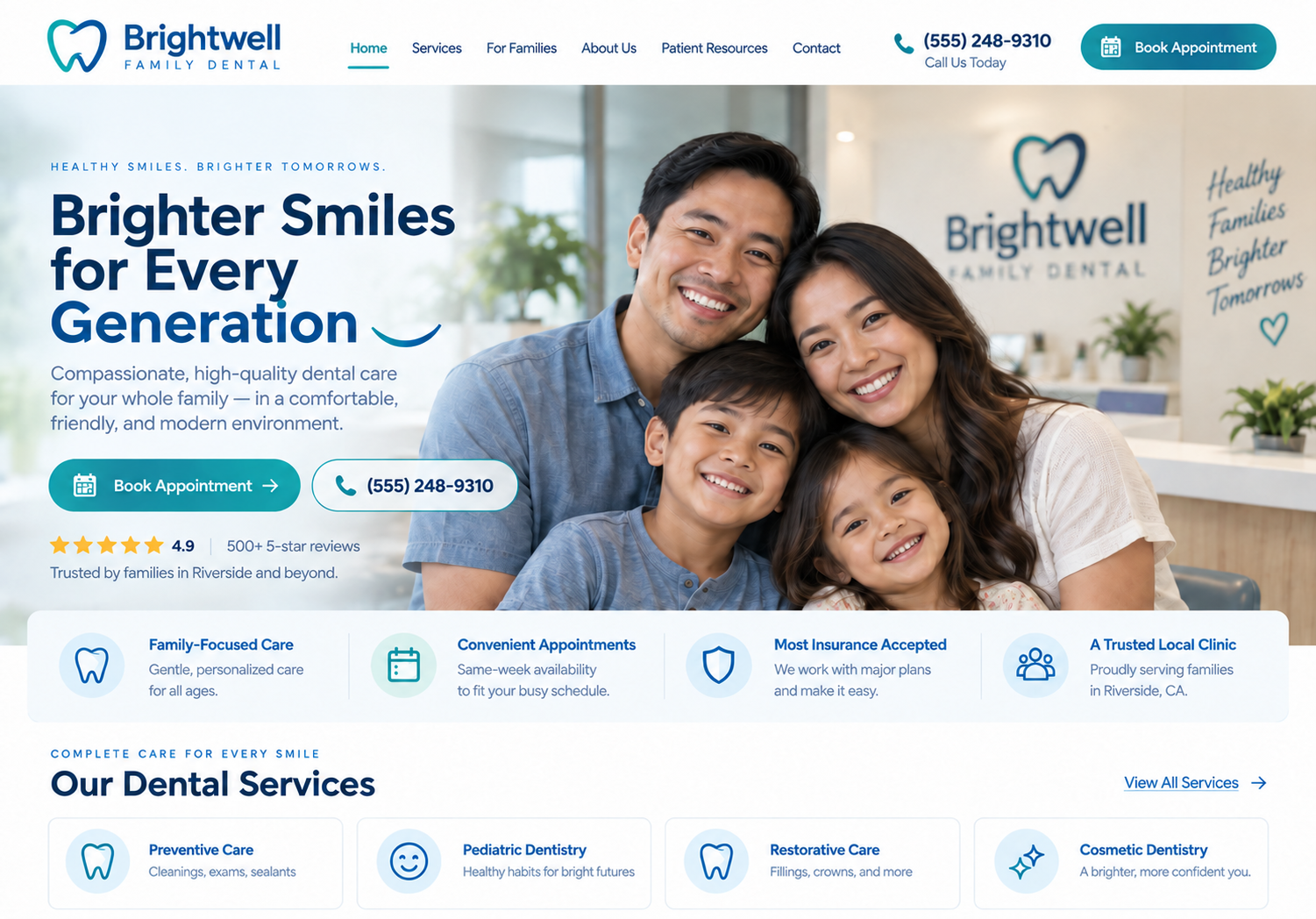 Brightwell Family Dental website