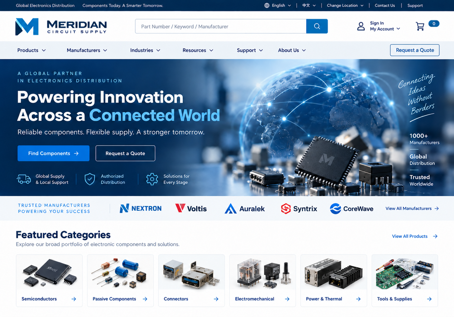 Meridian Circuit Supply website